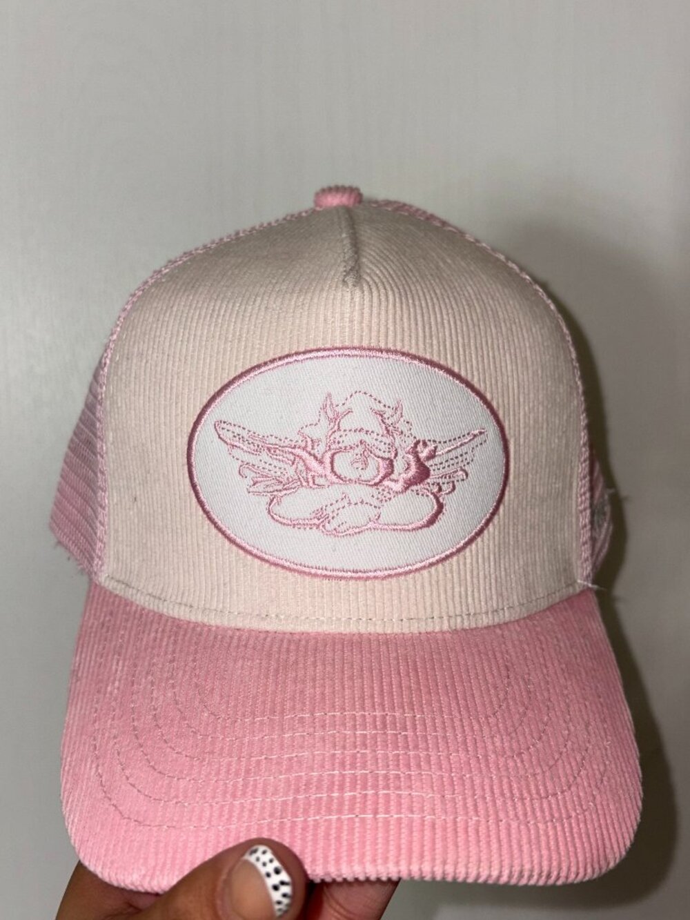 BOYS LIE Pink Corduroy Trucker Hat